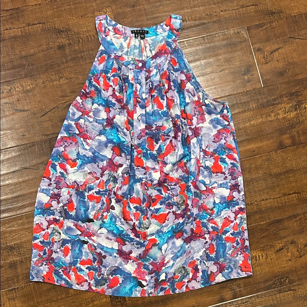 Theory Multicolor Abstract Sleeveless Top